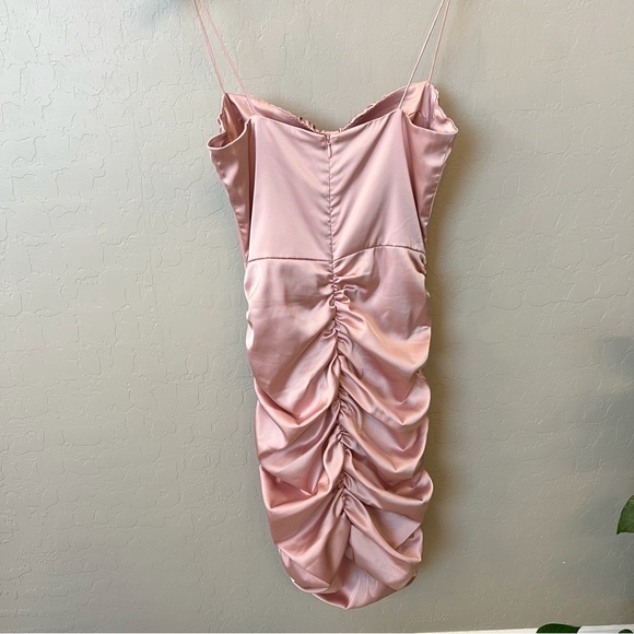 MESHKI satin mini dress, blush pink, size S - Picture 4 of 14